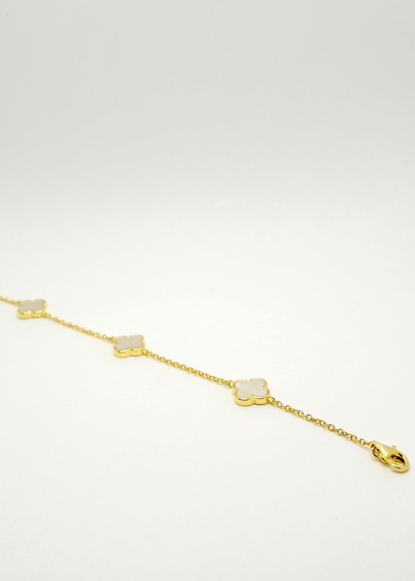 Bracelet Trèfles en Nacre, Argent et Argent Plaqué Or