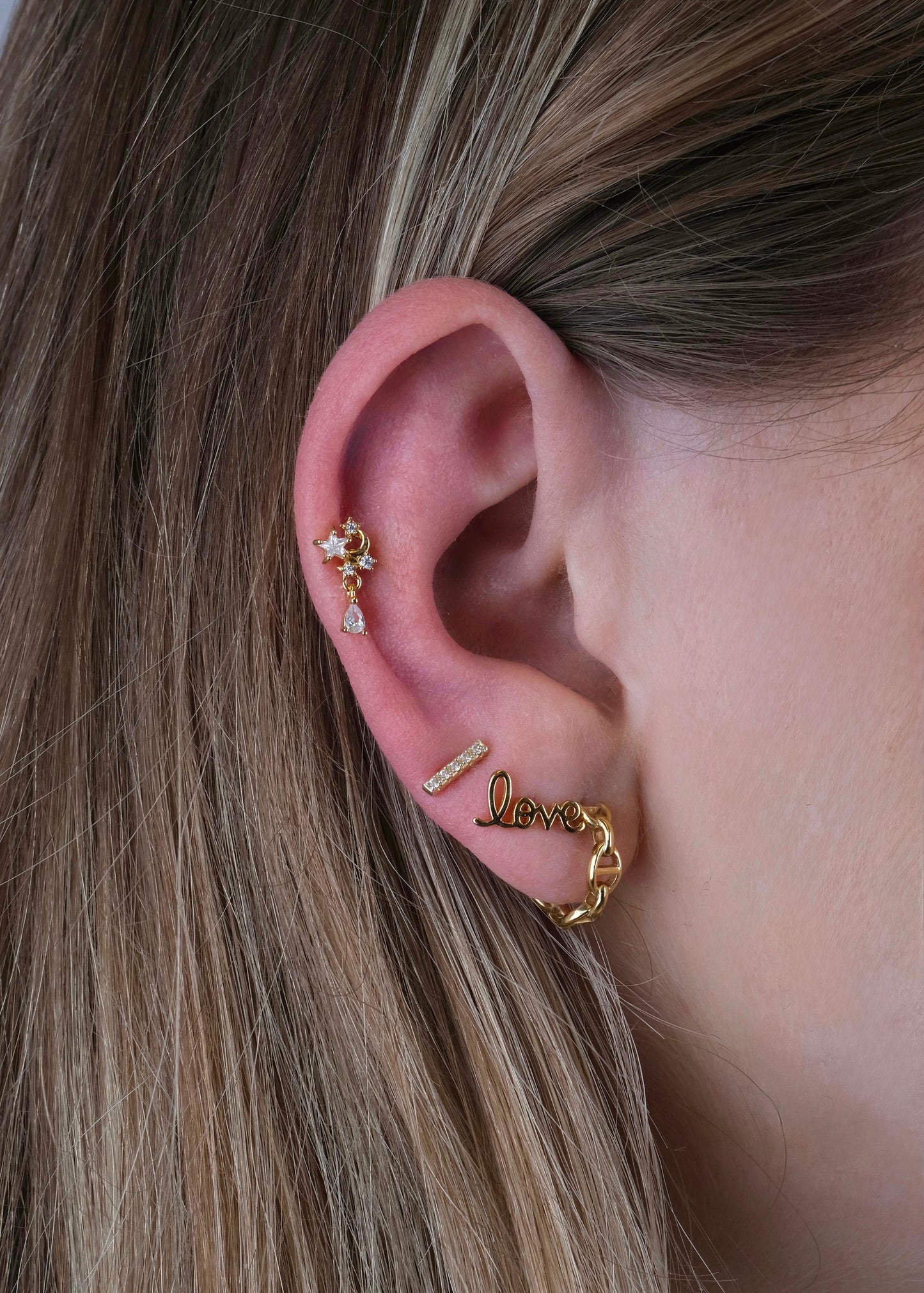 Boucles d'oreilles demi-anneaux maillon chaîne d'ancre en argent plaqué or