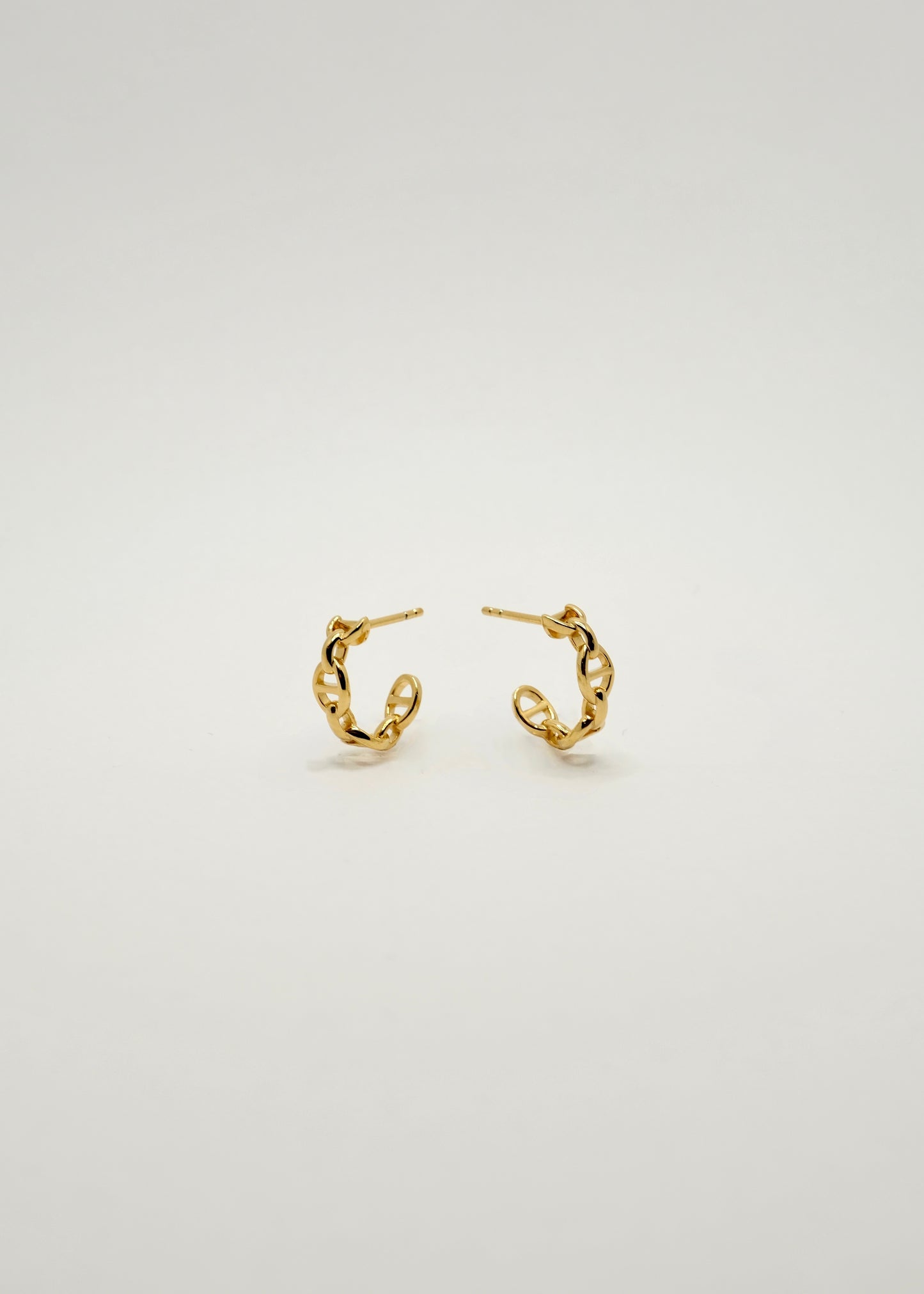 Boucles d'oreilles demi-anneaux maillon chaîne d'ancre en argent plaqué or
