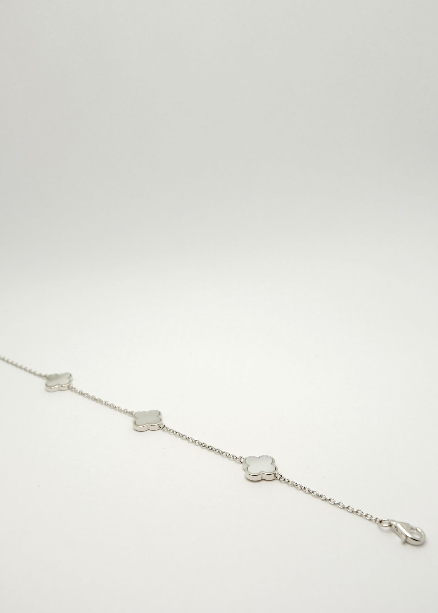 Bracelet Trèfles en Nacre, Argent et Argent Plaqué Or