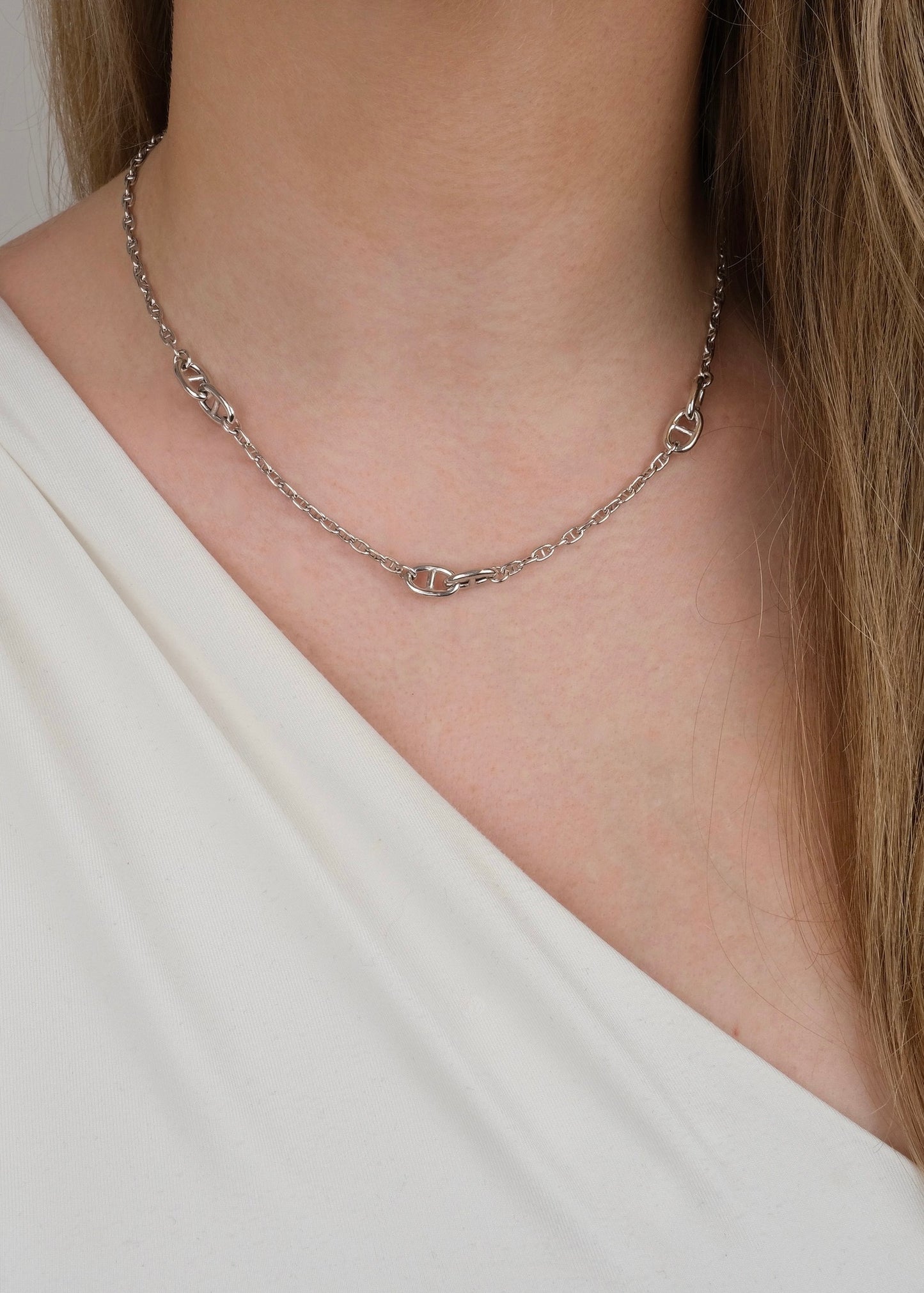 Collier chaîne d'ancre en argent et plaqué or
