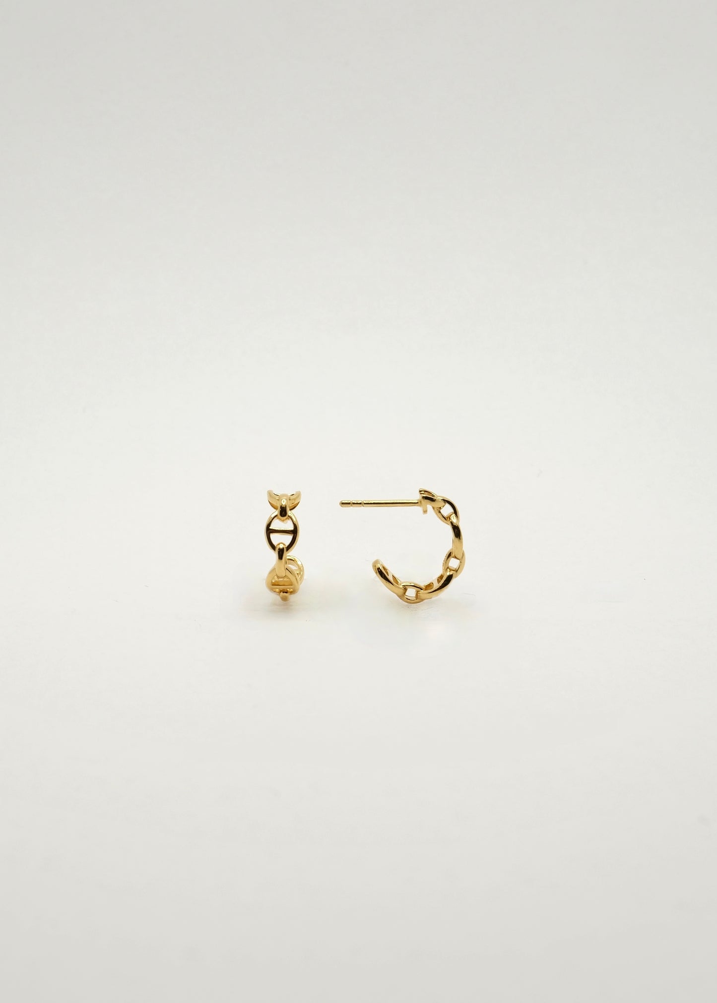 Boucles d'oreilles demi-anneaux maillon chaîne d'ancre en argent plaqué or