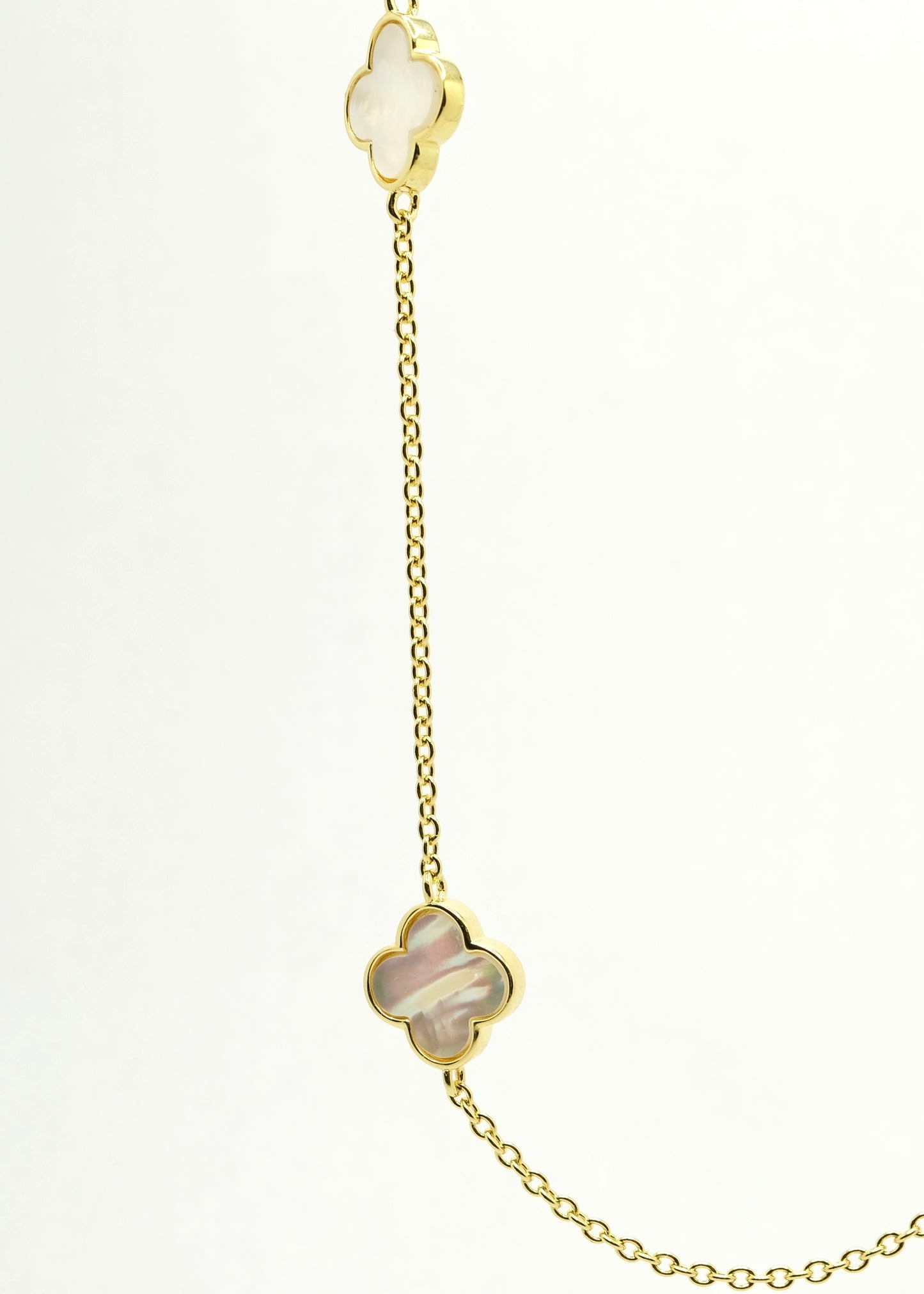 Collier Trèfles en Nacre, Argent et Argent Plaqué Or