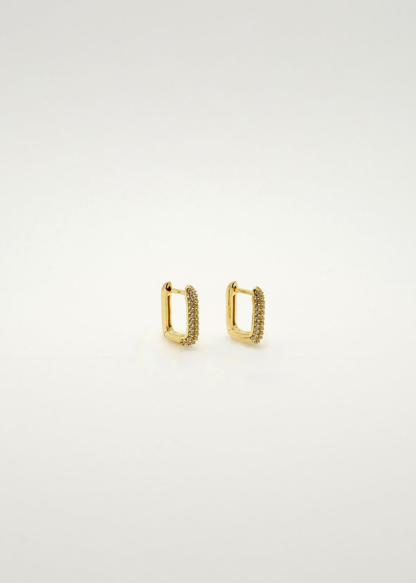 Boucles d'oreilles à clip ornées de zircons étincelants en argent 925 rhodié et argent plaqué or