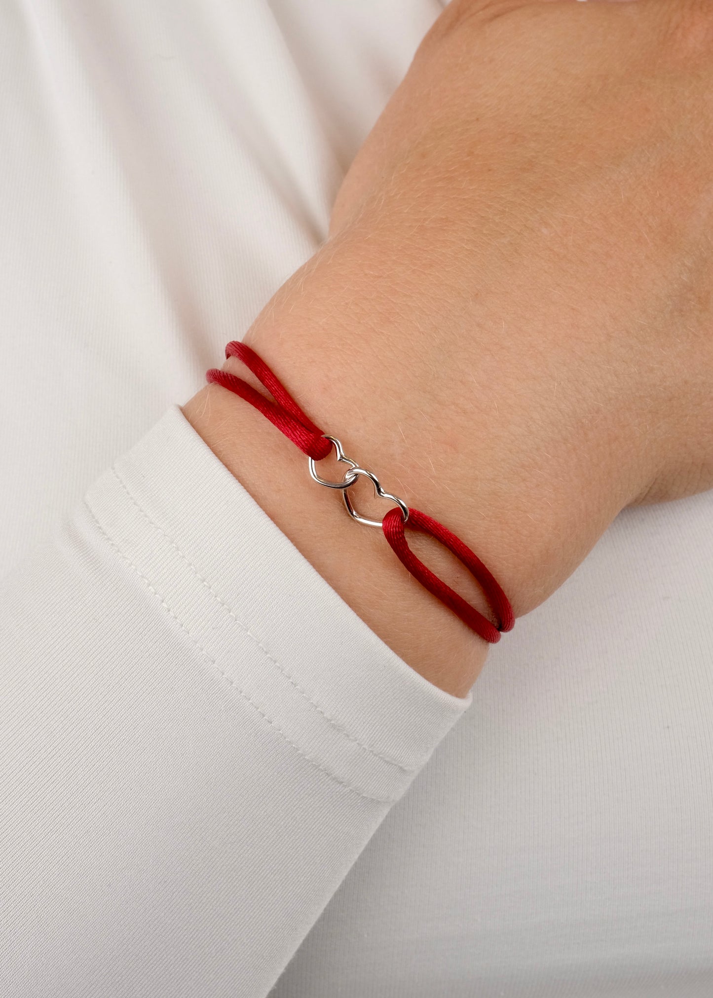 Bracelet sur cordon Cœurs entrelacés en argent rhodié et plaqué or