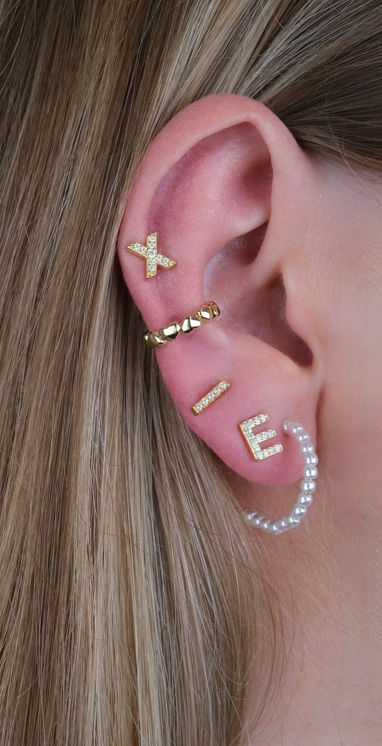 Manchette d'oreille coeurs en argent et plaqué or