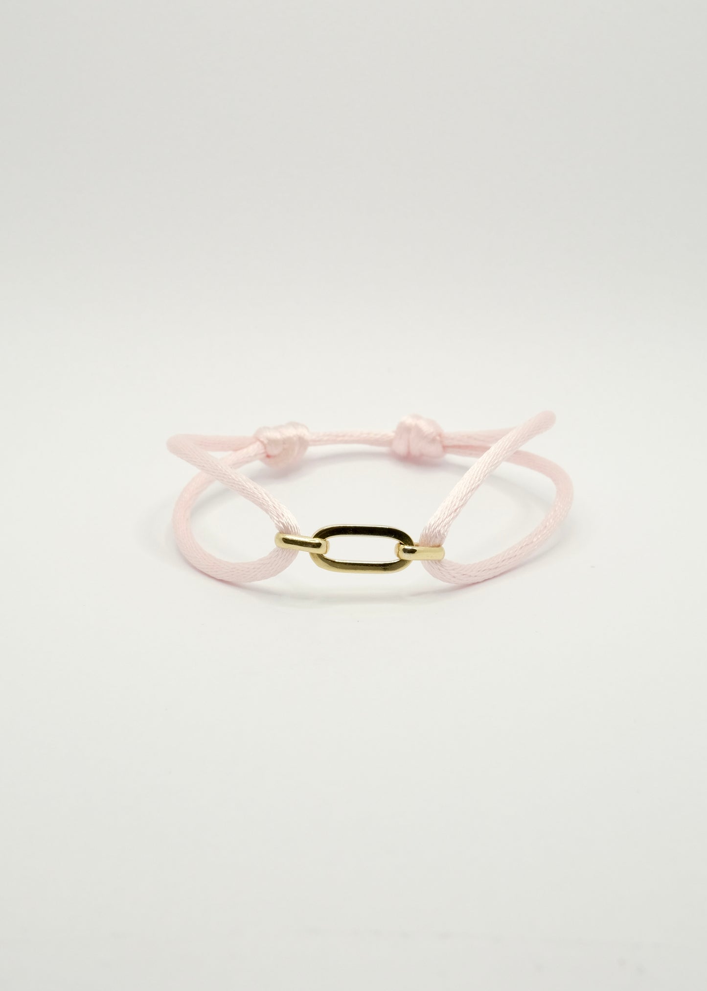 Bracelet sur cordon avec maillons en argent rhodié et plaqué or