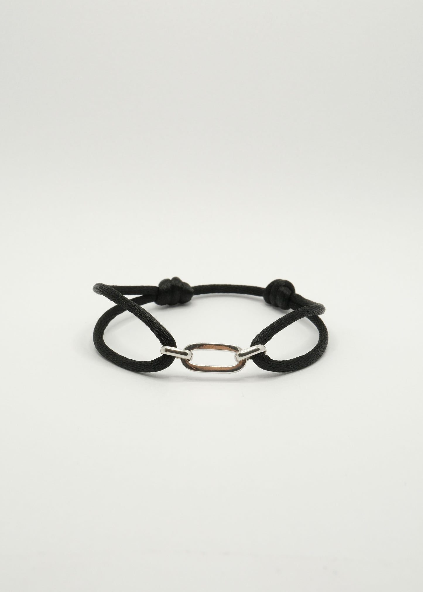 Bracelet sur cordon avec maillons en argent rhodié et plaqué or