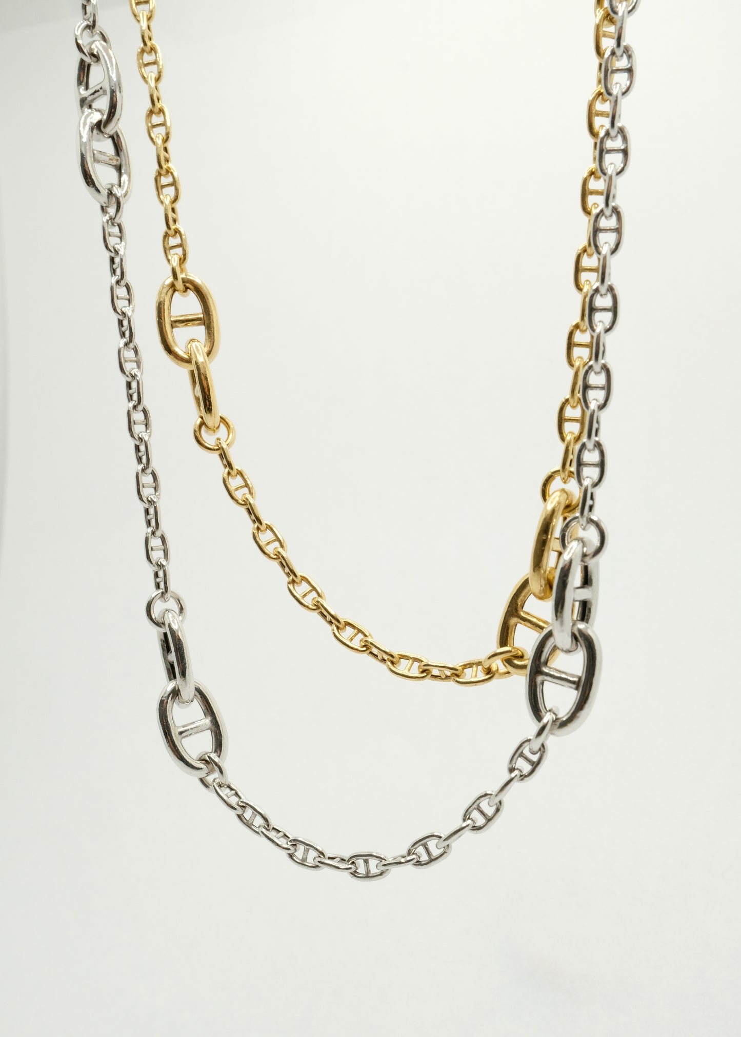 Collier chaîne d'ancre en argent et plaqué or