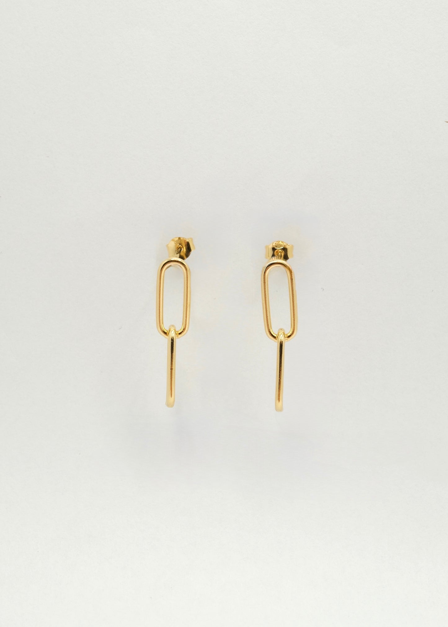 Boucles d'oreilles trombone tube rond en argent plaqué or