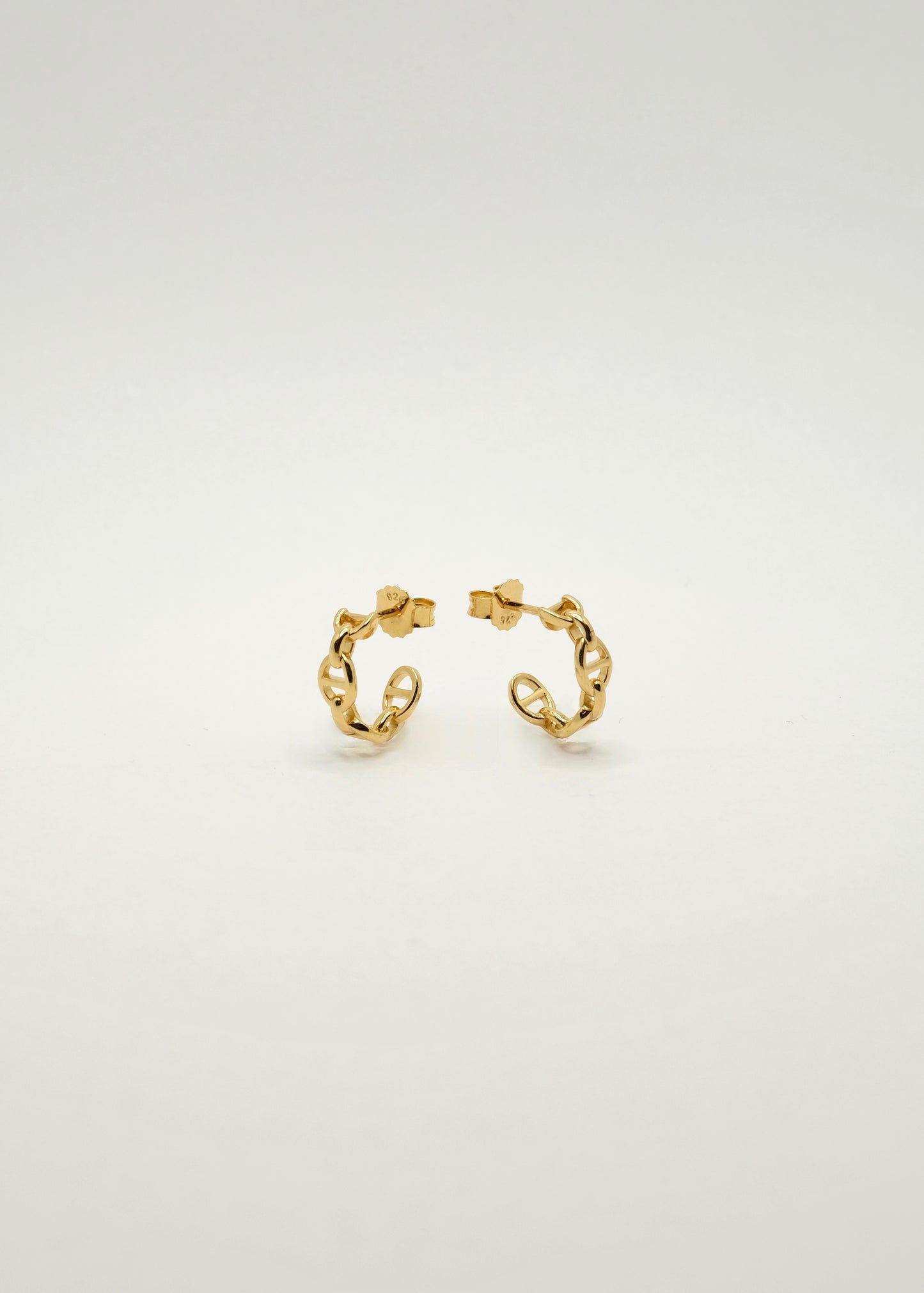 Boucles d'oreilles demi-anneaux maillon chaîne d'ancre en argent plaqué or