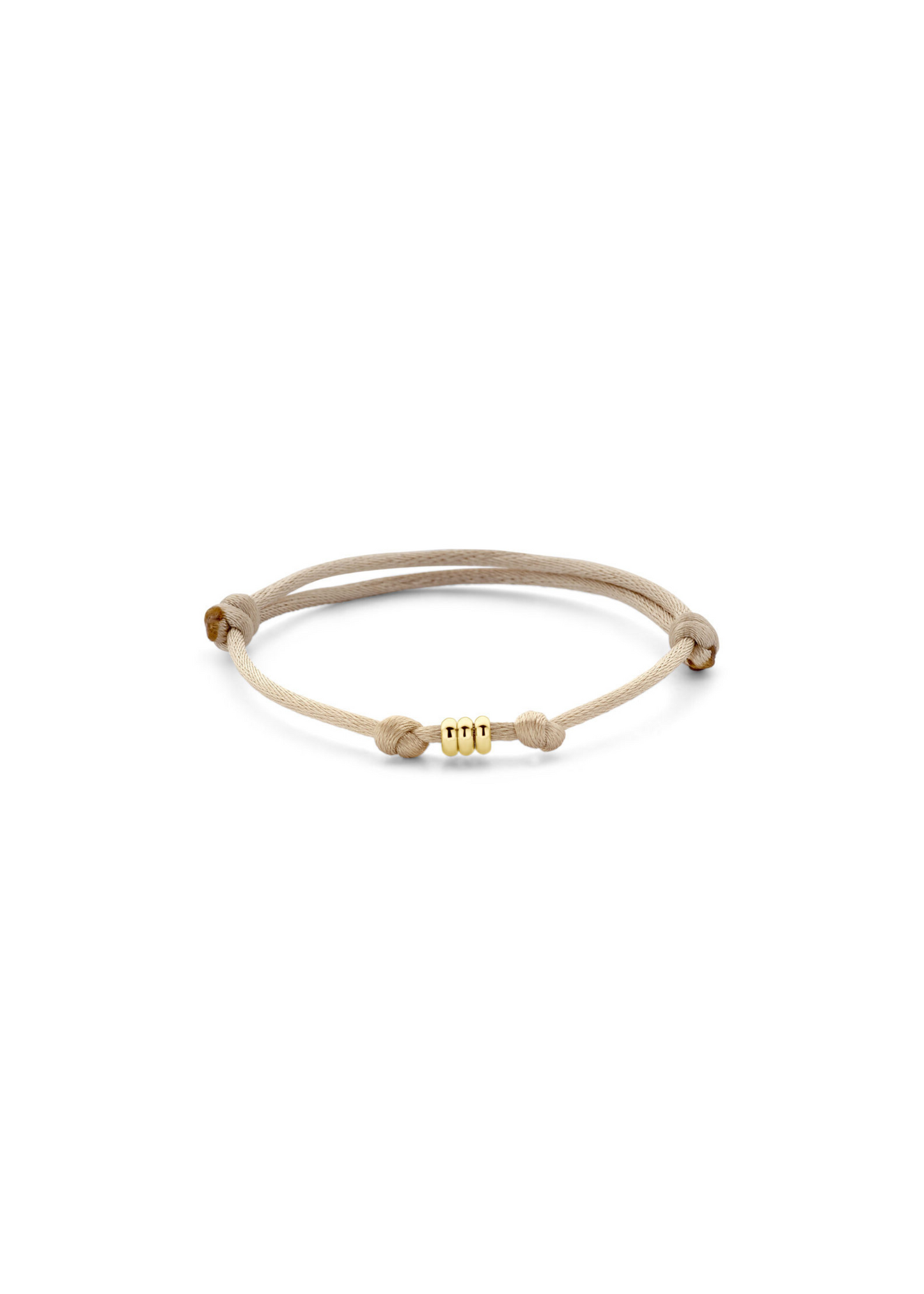 Bracelet sur cordon trois anneaux en or