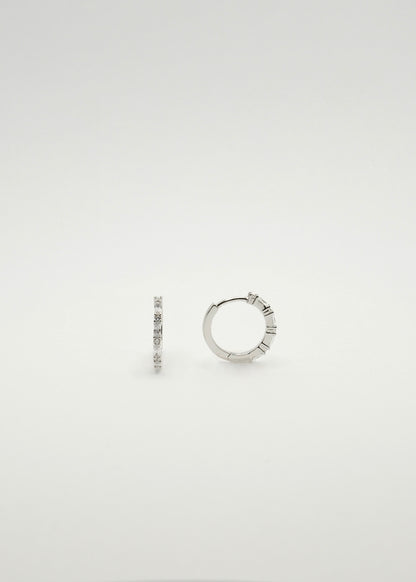 Créoles à charnière avec pierre en zirconium en argent et plaqué or