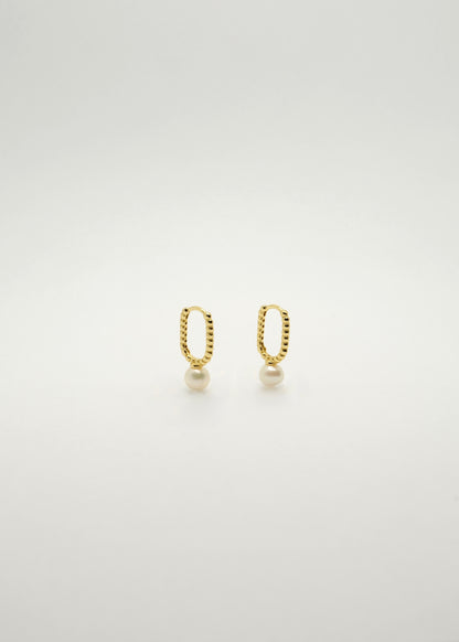 Boucles d'oreilles à clip avec perle synthétique en argent et argent plaqué or