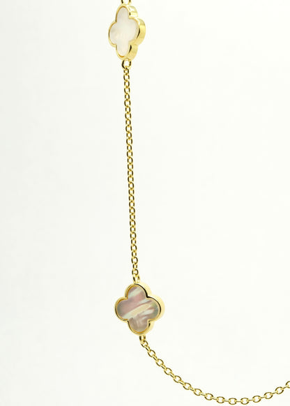 Collier Trèfles en Nacre, Argent et Argent Plaqué Or