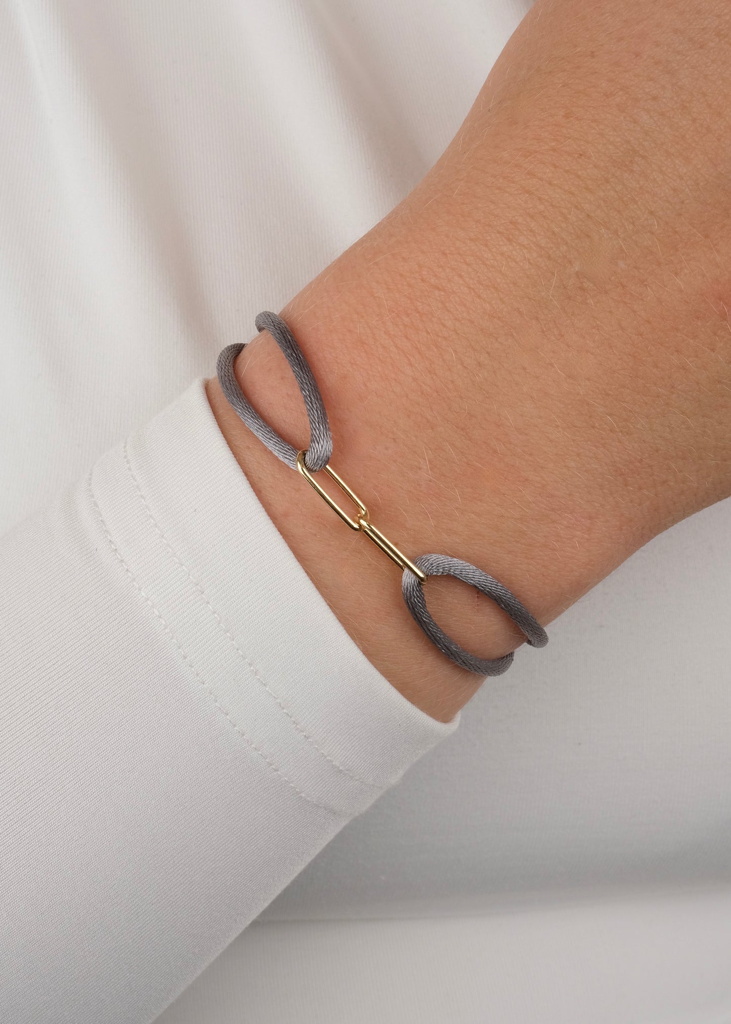Bracelet sur cordon "Close Forever" en argent rhodié et plaqué or