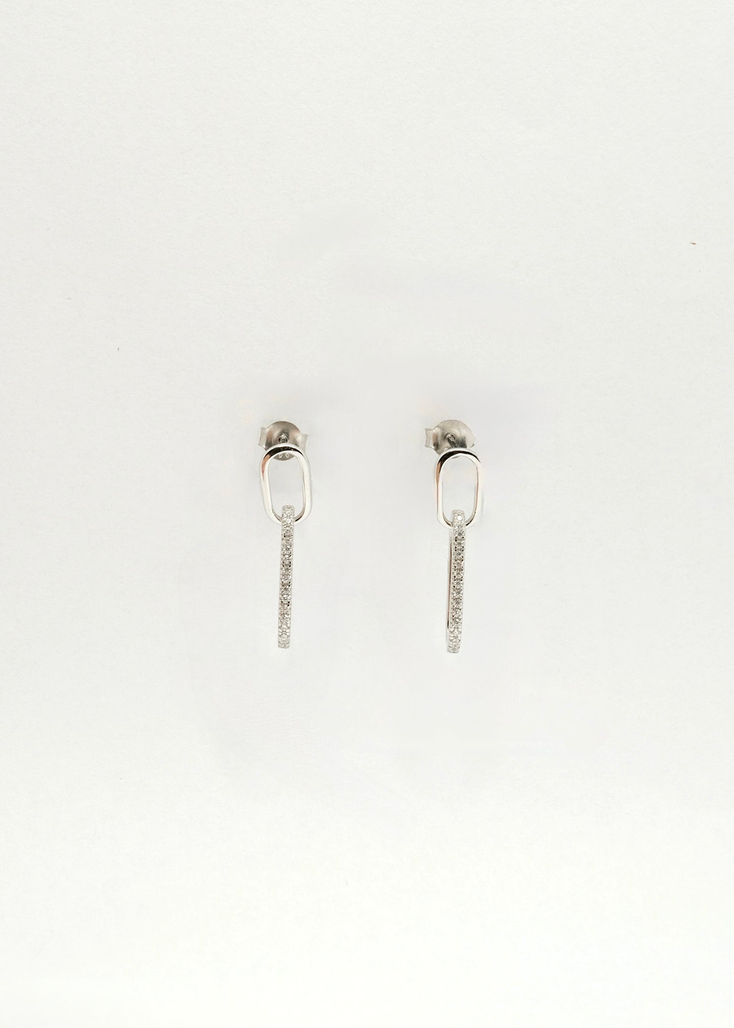 Boucles d'oreilles pendantes en argent rhodié, ornées de zircons