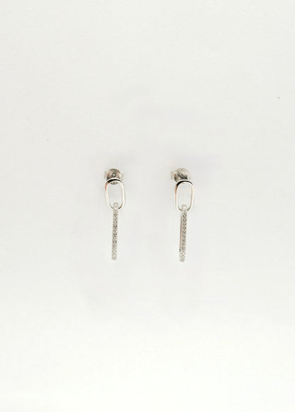 Boucles d'oreilles pendantes en argent rhodié, ornées de zircons