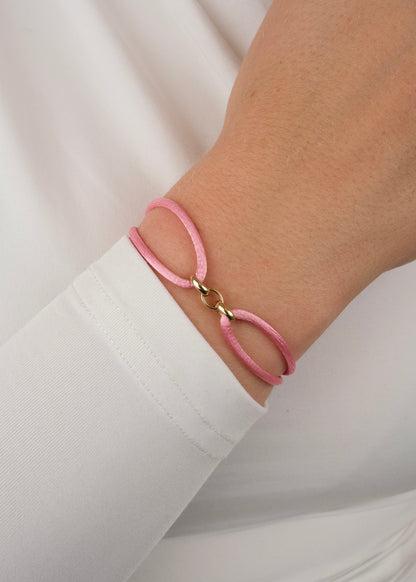 Bracelet sur cordon Maillons ovales en or