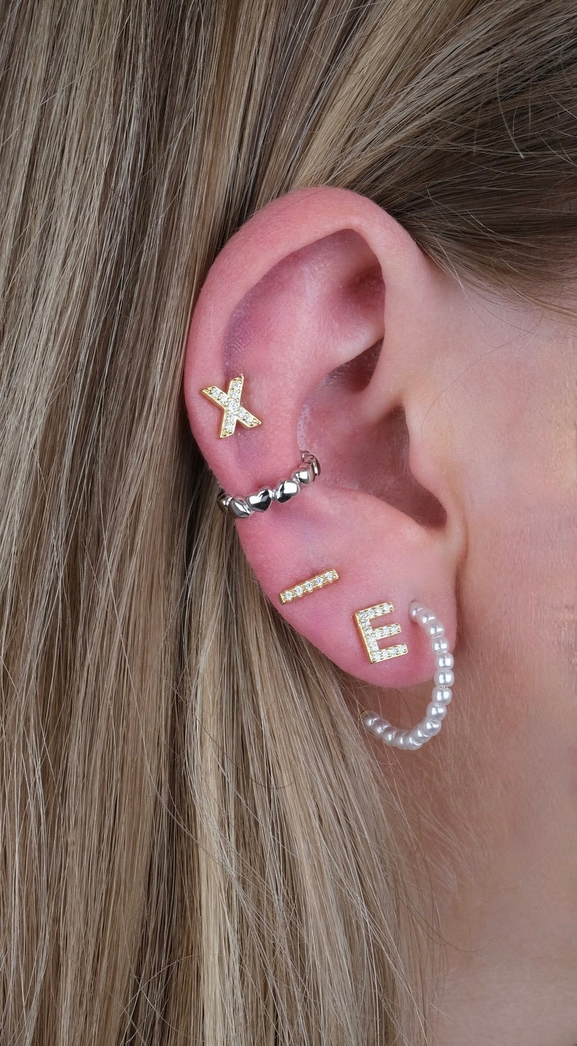 Manchette d'oreille coeurs en argent et plaqué or