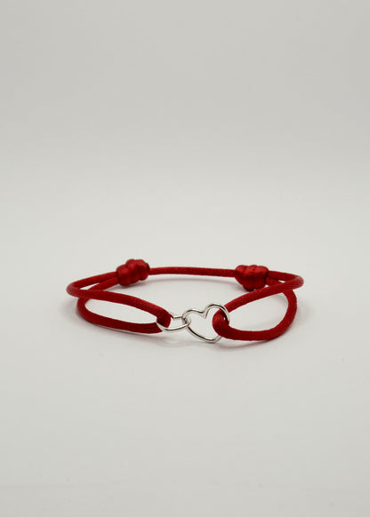 Bracelet sur cordon Cœurs entrelacés en argent rhodié et plaqué or