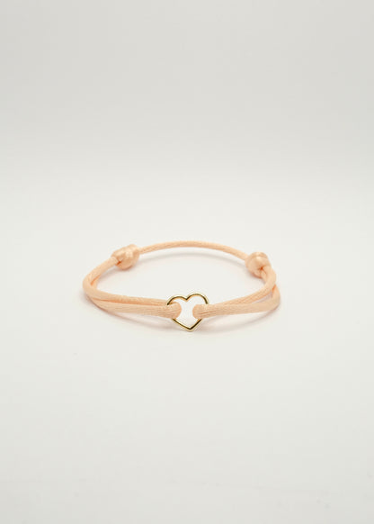 Bracelet sur cordon en forme de cœur en or