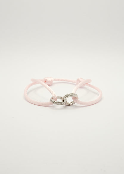 Bracelet sur cordon deux anneaux en argent rhodié