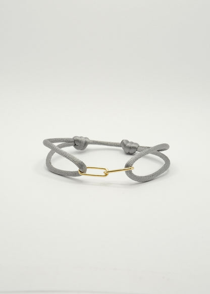 Bracelet sur cordon "Close Forever" en argent rhodié et plaqué or