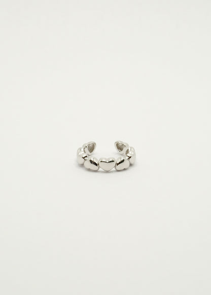 Manchette d'oreille coeurs en argent et plaqué or