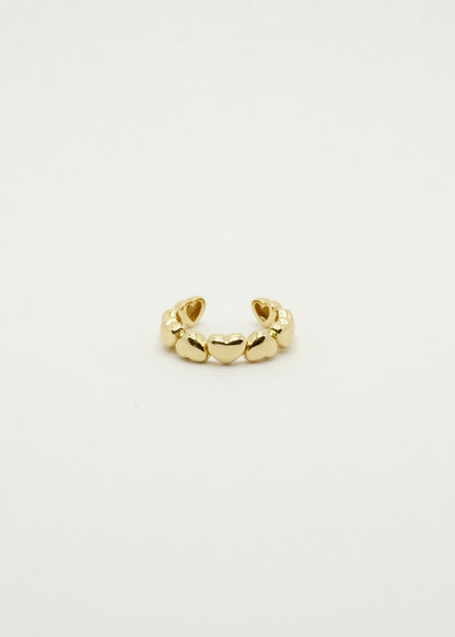 Manchette d'oreille coeurs en argent et plaqué or