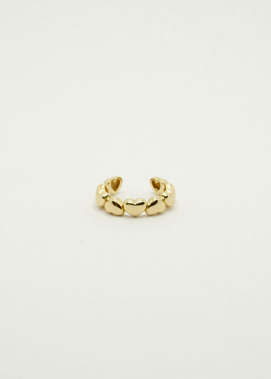 Manchette d'oreille coeurs en argent et plaqué or