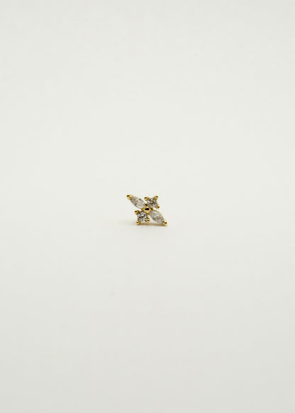 Clou d'oreille en petite fleur en cuivre et plaqué or