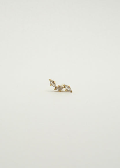 Clou d'oreille en marquise en cuivre et plaqué or