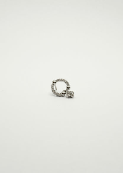 Clou d'oreille en forme de fleur avec anneau en cuivre et plaqué or
