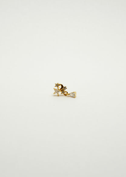 Clou d'oreille en forme de lune et d'étoile en cuivre et plaqué or