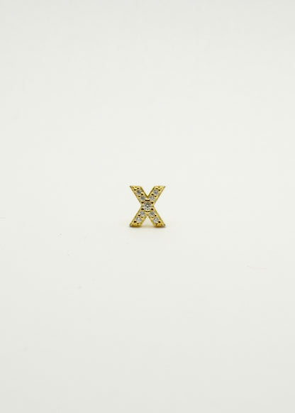 Clou d'oreille lettre alphabet en argent plaqué or