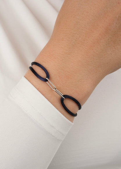 Bracelet sur cordon "Close Forever" en argent rhodié et plaqué or