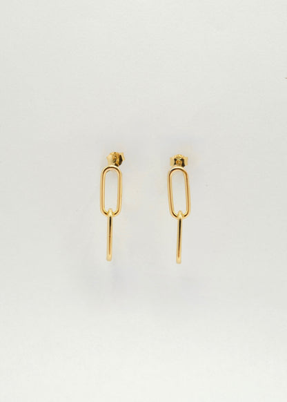 Boucles d'oreilles trombone tube rond en argent plaqué or